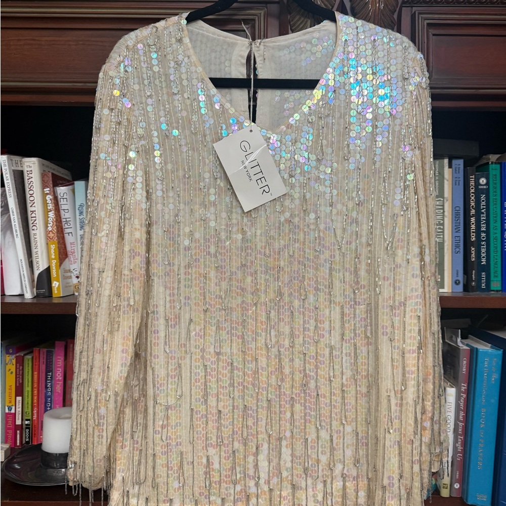 Women's Sequin Blouse - Cream
